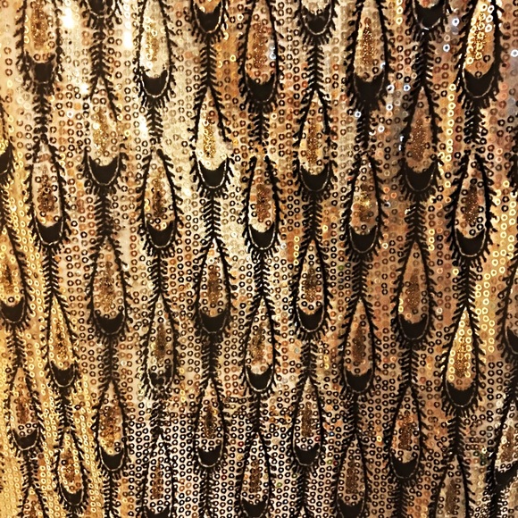 🖤Black & 💛Gold Chiffon Sequins Cocktail Dress - Picture 2 of 2